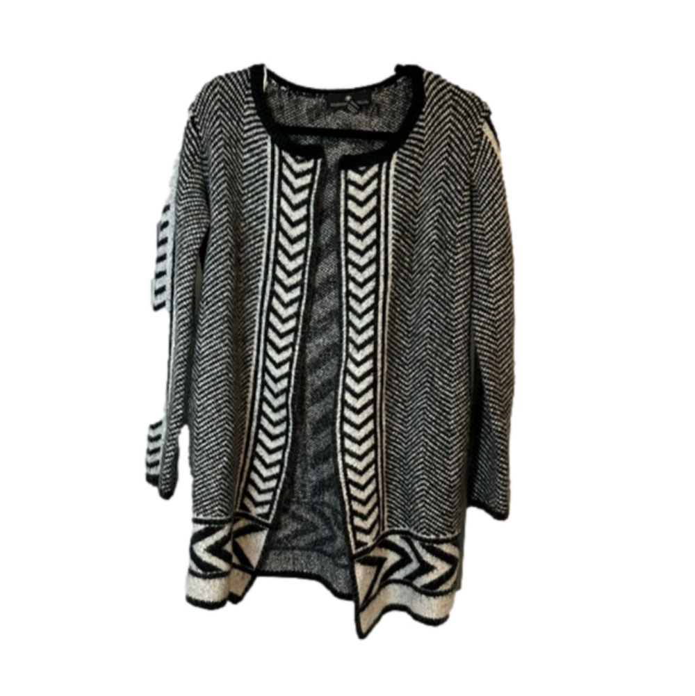 MADISON MICHELLE Size M Black and White Open Cardigan